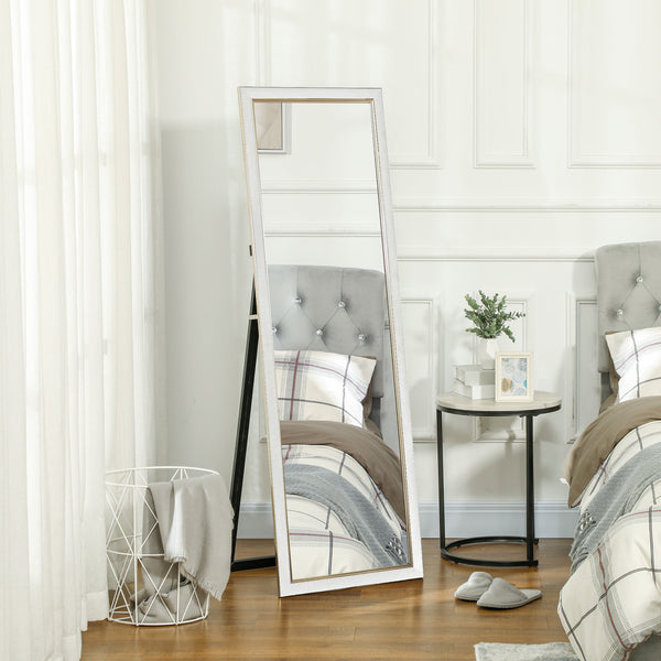 Standing or wall-mounted mirror with frame, white
