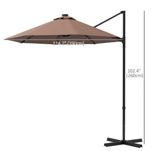 9.5'x8.5' Offset Patio Umbrella with Solar Powered LED Lights,