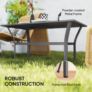 Metal coffee table for garden and balcony, dark gray