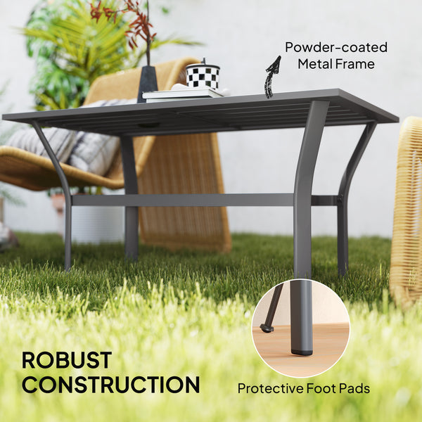 Metal coffee table for garden and balcony, dark gray