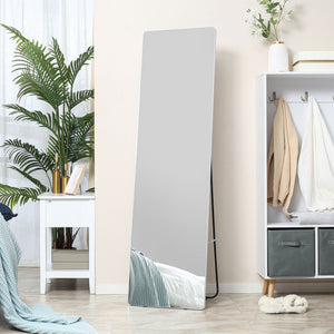 Standing, wall-mounted or table-mounted mirror with support frame, silver