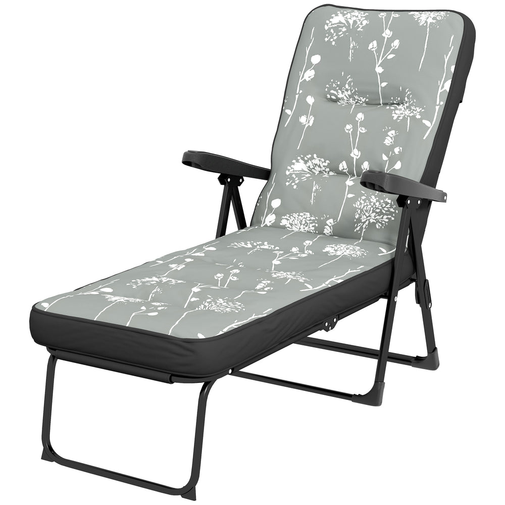 Armchair with folding and reclining padded cushion, grey 