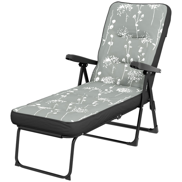 Armchair with folding and reclining padded cushion, grey 