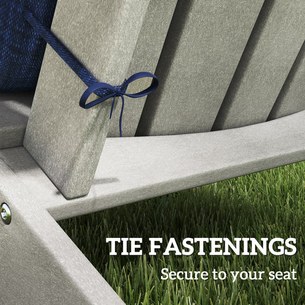 Set of 2 High Back Adirondack Chair Cushions with Ties, High Density Foam, Navy Blue