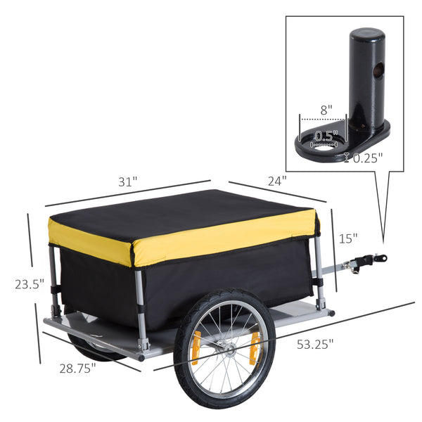 Folding bicycle trailer, yellow and black