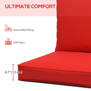 Thick and deep outdoor seat cushions with back cushion, red