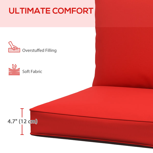 Thick and deep outdoor seat cushions with back cushion, red