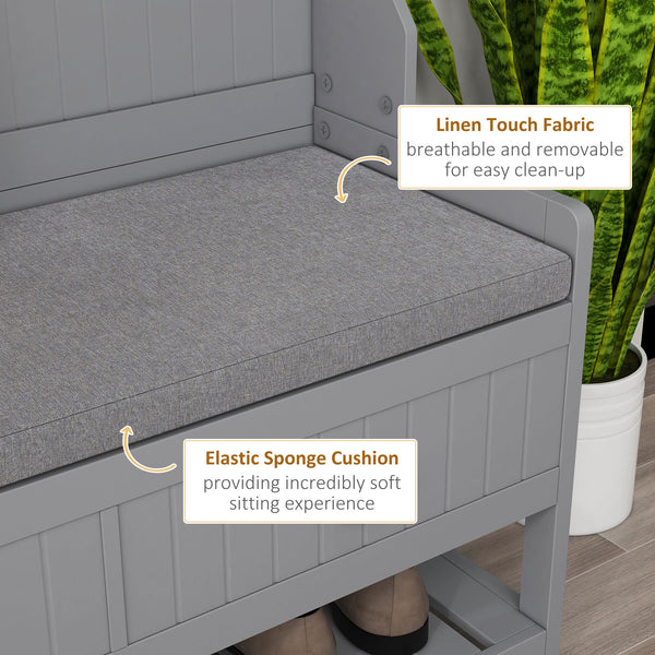 Hallway furniture with bench and shoe storage, gray