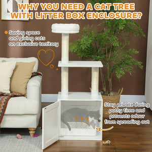 Cat tree with integrated litter box