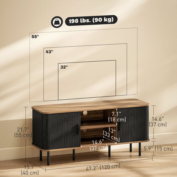 TV Stand for TVs up to 55 inches with Storage Shelves and Cabinets, Black