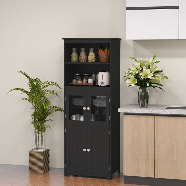 Sideboard with shelf, 4 doors with adjustable shelf, black
