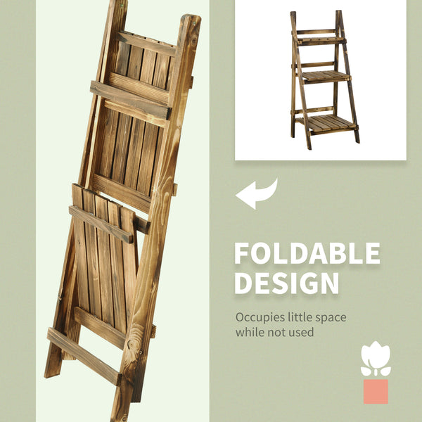 3-Tier Folding Wooden Plant Stand 