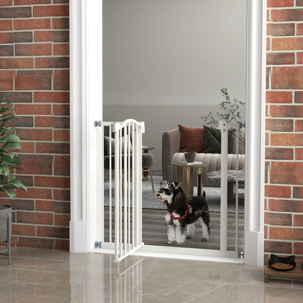Extra Tall White Dog Gate with Door