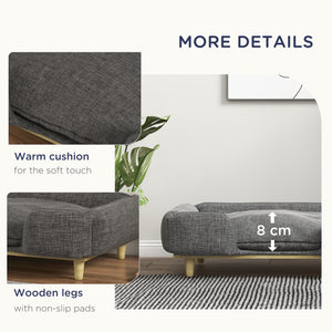 Washable Raised Dog Sofa for Large Dogs with Non-Slip Pads, Dark Grey