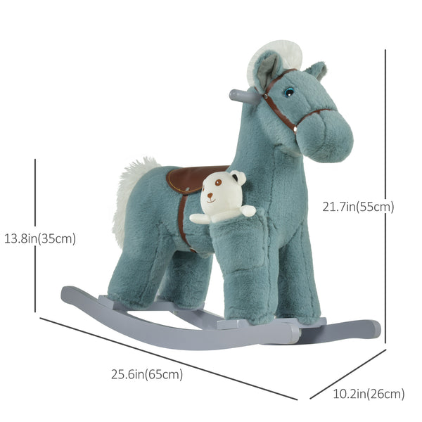 Plush Rocking Horse with Fun Realistic Sounds, Blue