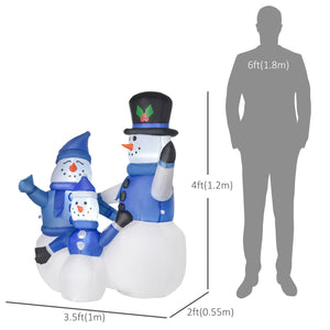 1.2m tall inflatable snowman trio