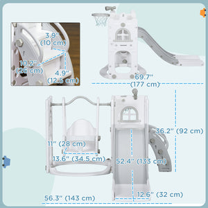 6 in 1 Baby Swing and Slide Set Grey