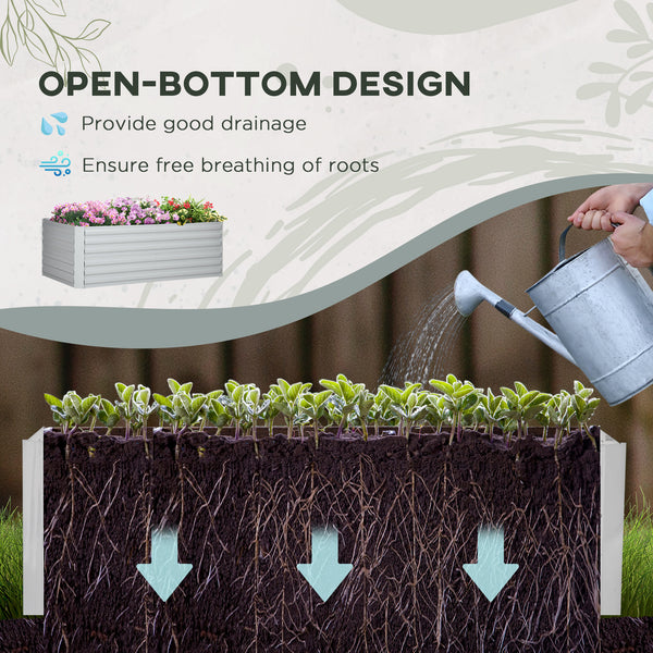 Galvanized Raised Garden Bed, Steel Outdoor Planters with Reinforced Rods, 71" x 35" x 23", Light Gray