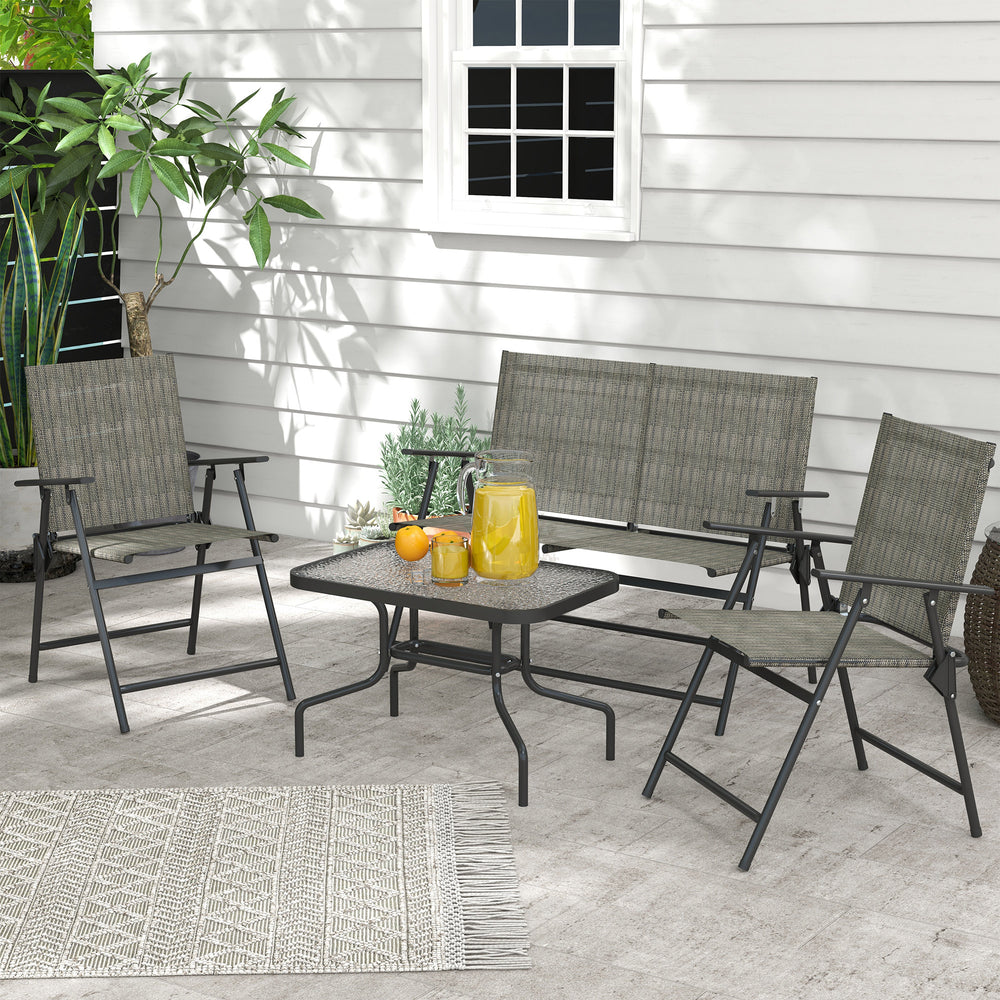 4-piece garden set with glass table