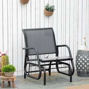 Rocking chair with seat and backrest in breathable mesh fabric, grey