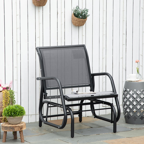 Rocking chair with seat and backrest in breathable mesh fabric, grey