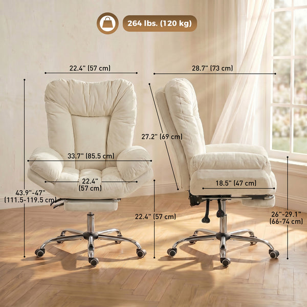 Large office chair with footrest, beige