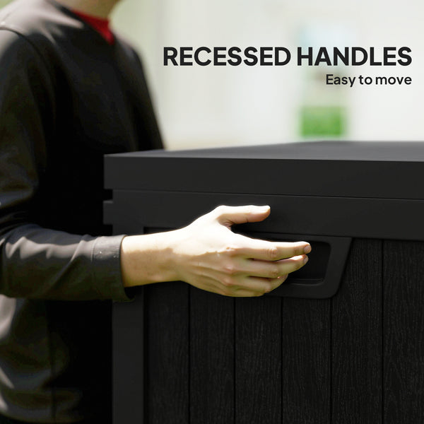 Outdoor Resin Storage Box with Handles, Waterproof for Garden Tools, Black