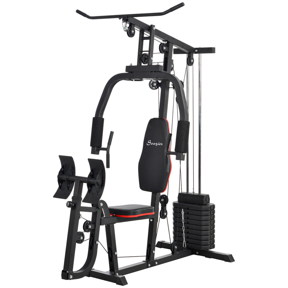 Multi-function strength training machine for lat pulldowns and leg exercises