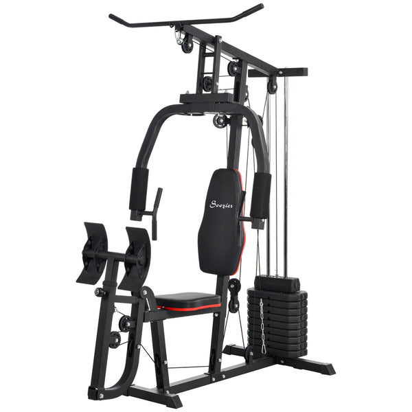 Multi-function strength training machine for lat pulldowns and leg exercises