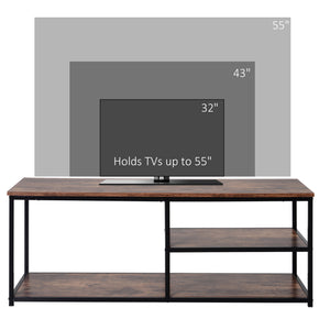 Industrial TV Stand for TVs up to 55 inches with Shelves, Rustic Brown