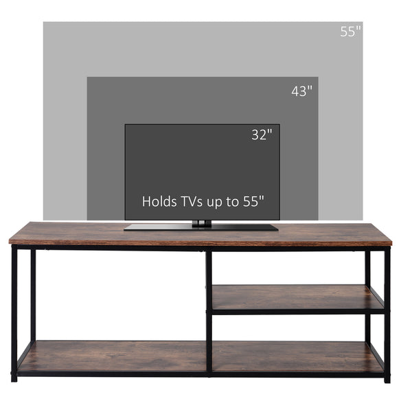 Industrial TV Stand for TVs up to 55 inches with Shelves, Rustic Brown