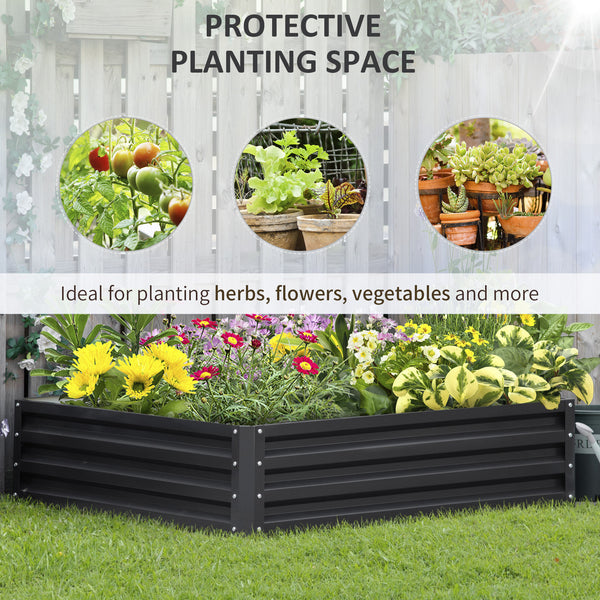 Raised planter in galvanized steel, grey