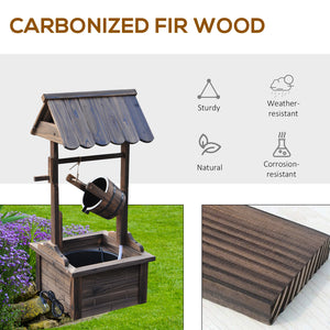 Wooden wishing fountain with electric pump and water bucket