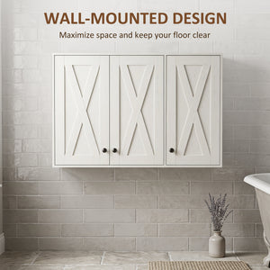 35-in bathroom wall cabinet with 3 doors and adjustable shelves, white