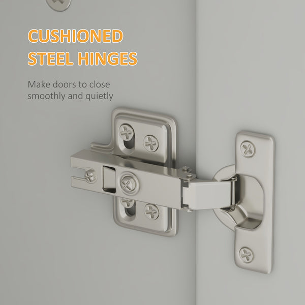 Storage unit with 4 hinged doors and adjustable shelves, white