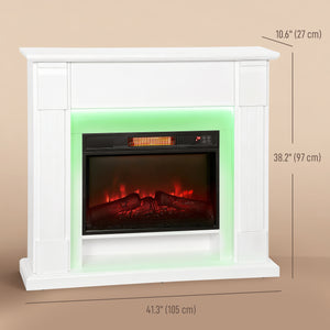 41-inch 1400W Electric Fireplace with Mantel, Adjustable 3D Flame Effect, White