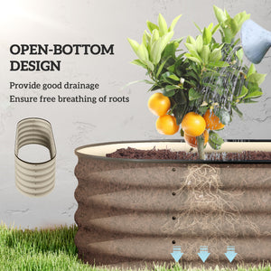 Raised galvanized steel planter with safety rim, cream white 