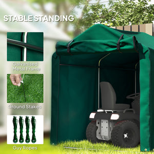 UV-resistant garden shed with roll-up zip door, dark green