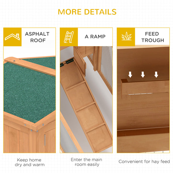 Outdoor rabbit hutch with run and durable roof