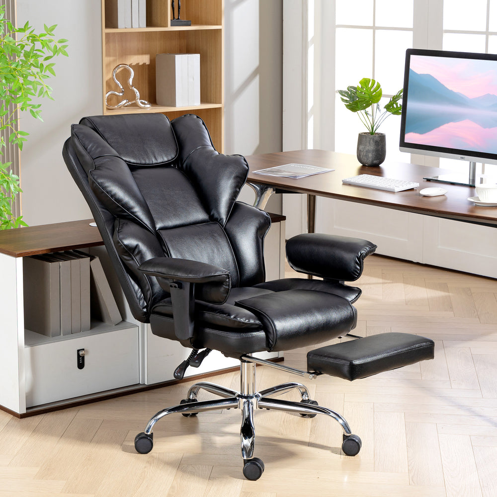 Office chair upholstered in PU leather with spring foam