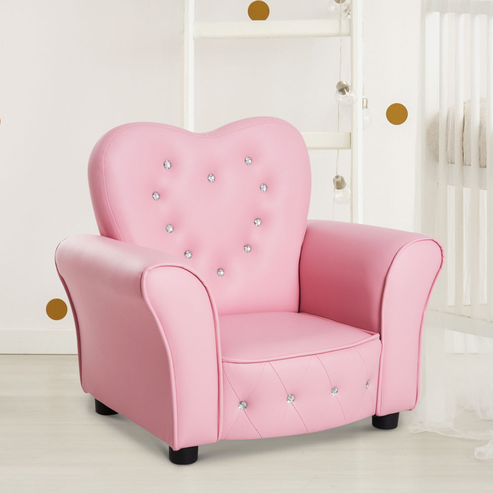 Heart-shaped tufted upholstered armchair, Pink