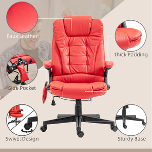 Massaging, heated and adjustable office chair in faux leather