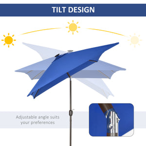 Rectangular 2 x 3 m tilting solar patio umbrella in aluminium with crank and LED (dark blue)