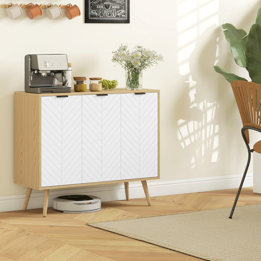 Modern sideboard with adjustable shelves and 4 doors, natural