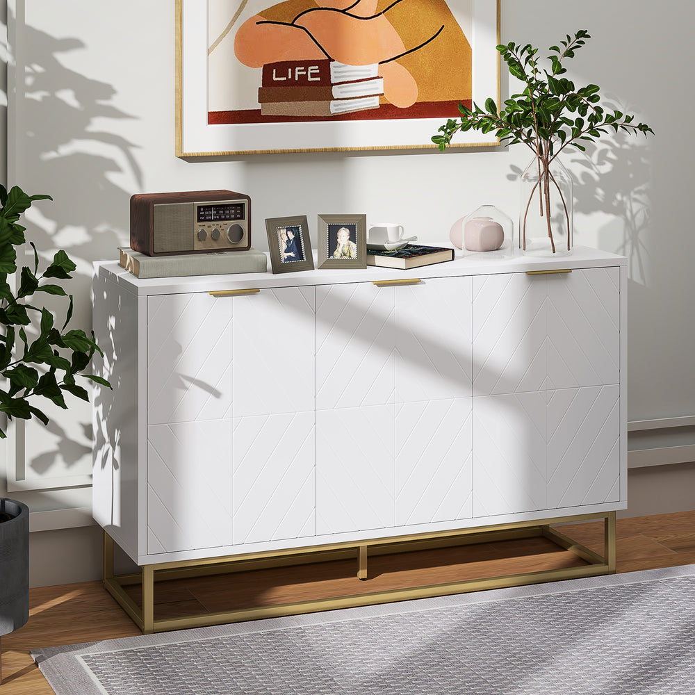 Storage sideboard with 3 doors and adjustable shelves, white