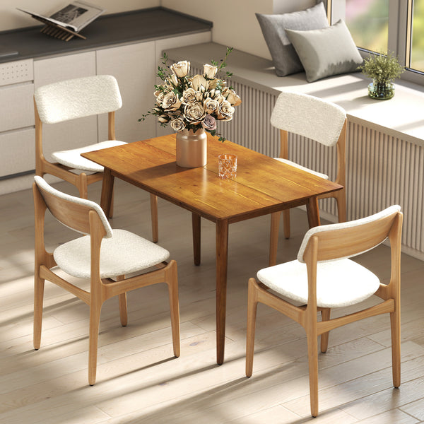 4-seater solid pine wood dining table, farmhouse style – Brown