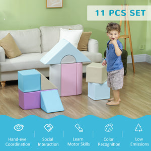 Set of 11 soft foam play blocks for children
