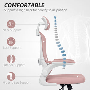 Ergonomic mesh office chair with lumbar support, pink