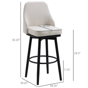 Set of 2 Extra Tall 360° Swivel Bar Stools, Cream White