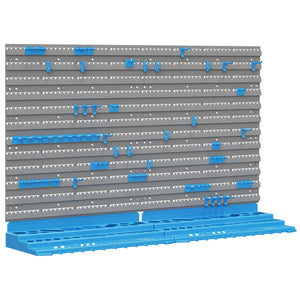 54-piece pegboard and wall shelf with 50 hooks, DIY tool storage for garage, blue